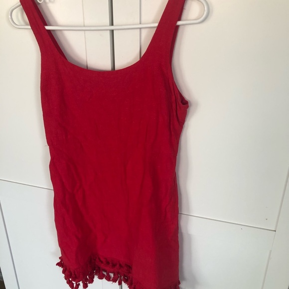 Lulu’s-Red Tassle Mini Dress - Picture 3 of 4